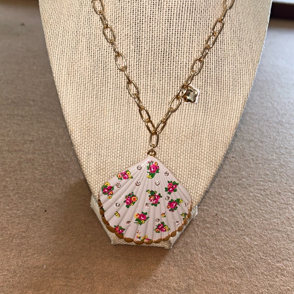 Betsey Johnson goldtone shell necklace with stones
